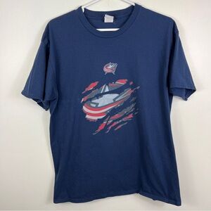 Columbus Blue Jackets NHL hockey T-Shirt Navy Blue Adult Sz Lrg